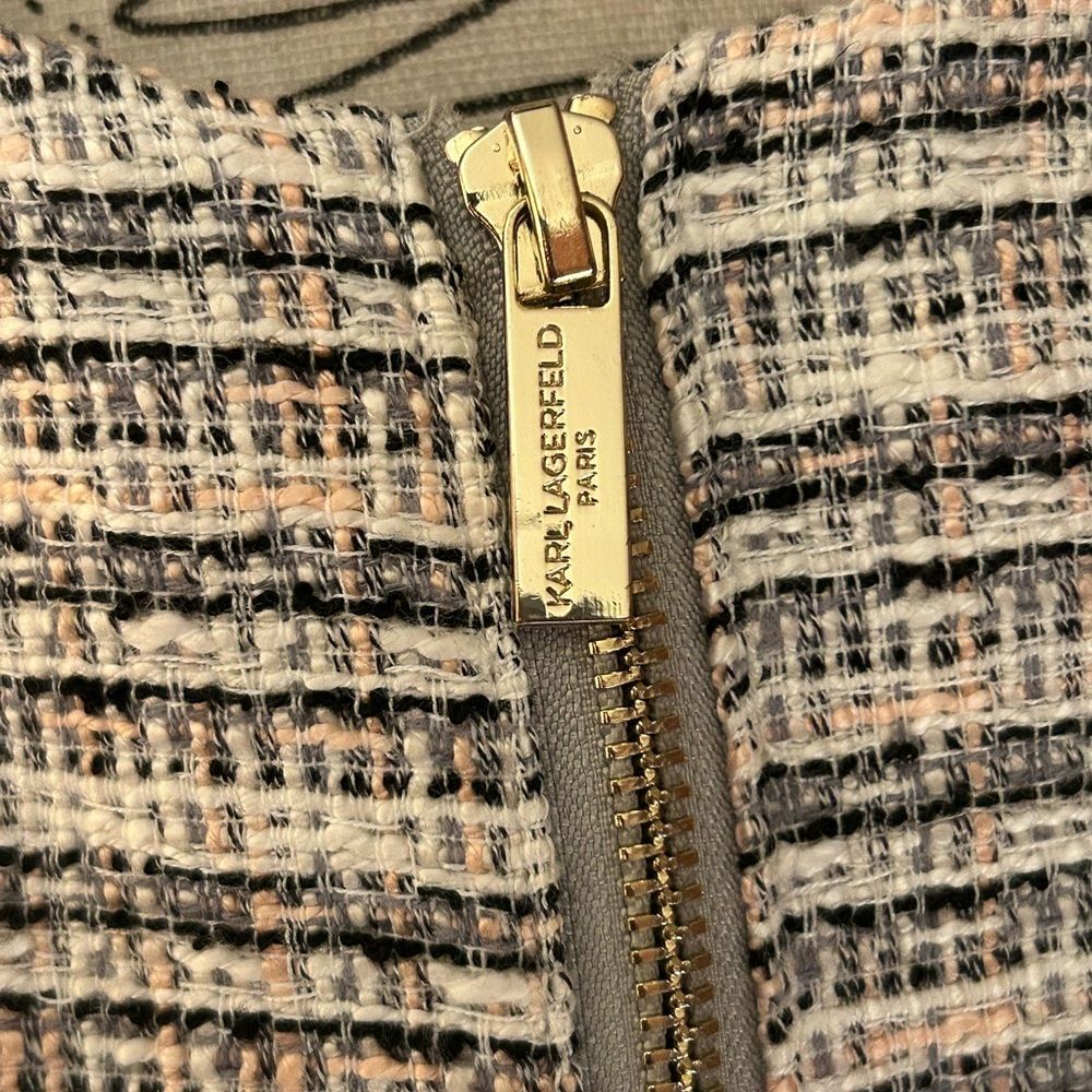 Karl Lagerfeld Women's Tweed Blazer - Cream and Black (not wool) - Picture 3 of 5